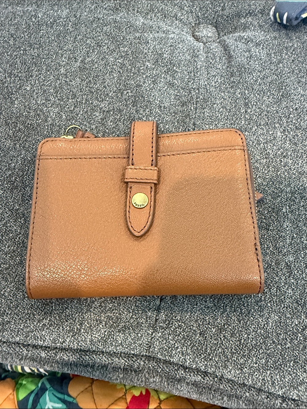 Fossil Brown Leather Snap Wallet